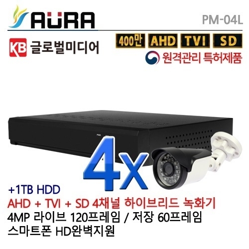 PM-04L 실외적외선 CCTV 4세트 [AHD 2.0지원, 1TB장착] /CCTV 풀패키지