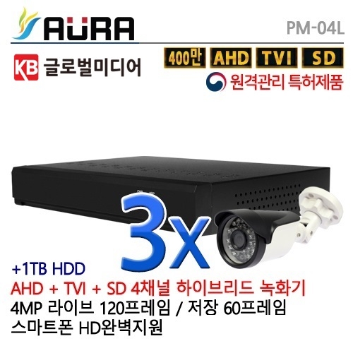 PM-04L 실외적외선 CCTV 3세트 [AHD 2.0지원, 1TB장착] /CCTV 풀패키지