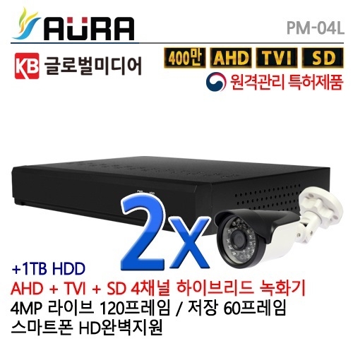 PM-04L 실외적외선 CCTV 2세트 [AHD 2.0지원, 1TB장착] /CCTV 풀패키지