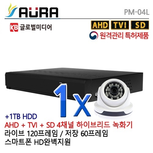 PM-04L 실내돔 CCTV 1세트 [AHD 2.0지원, 1TB포함] /CCTV 풀패키지